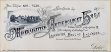 Fakturahuvud. Mineralvatten-Aktiebolaget Saga
