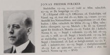 Jonas Fredrik Folcker. Ledamot av Stockholms stadsfullmäktige 1915-1919 och 1921-1927