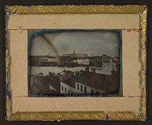 Daguerreotyp med utsikt från Östermalm över Blasieholmen mot Kungliga Slottet.