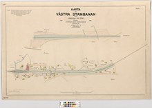 Karta över Västra stambanans sträckning vid Liljeholmen