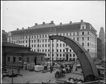 Hellstrandska huset, Hovslagargatan och Tullhuset vid Norra Blasieholmshamnen