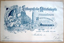 Fakturahuvud. Lithografiska Aktiebolagets i Norrköping Avdelningskontor Stockholm
