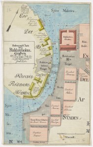 HK 36. Hydrografisk karta över Riddarholmsgraven år 1773
