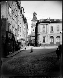 Trångsund norrut från Stortorget. Storkyrkan i fonden