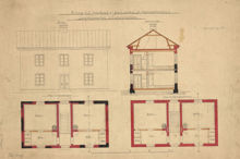 Ritning till arbetarbostäder vid Mälarvarvet, 1889