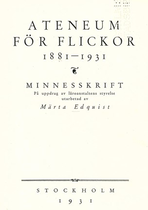 Omslagsbild Ateneum för flickor