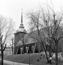 Allhelgonakyrkan i Helgalunden. Exteriör av kyrkan