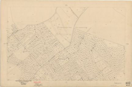 Bladet är ritat i tusch på papper som numera är gulnat