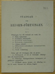 Reformföreningens stadgar 1879