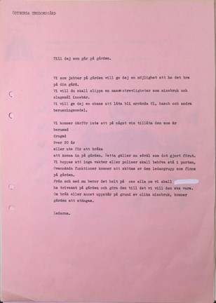 Text med uppmaning till ungdomar om skärpta krav på ungdomsgård