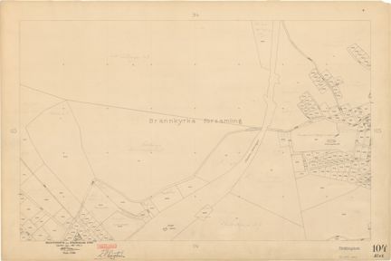 Kartan är ritad i tusch på papper som gulnat med tiden