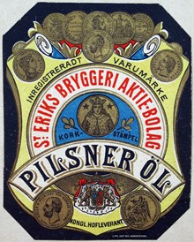 Etikett. Pilsner Öl. S:t Eriks Bryggeri Aktie-Bolag