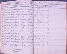 Journal över vaccinerade mot smittkoppor år 1884