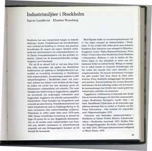 [Artikel] Industrimiljöer i Stockholm  / Ingvar Lundkvist, Elisabet Wannberg
