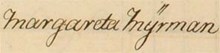 Barnhusflickan Margareta Myrman, född omkring 1744