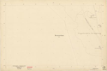 Kartan är ritad i tusch på papper som gulnat med tiden