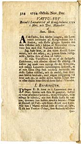 Vattu-sot botad i lazarettet på Kungsholmen, 1752 i nov. och dec. månader.