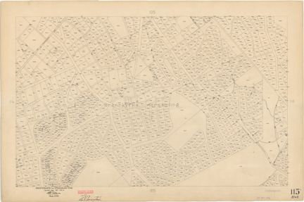 Bladet är ritat i tusch på papper som numera är gulnat