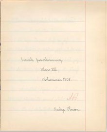 Madge Olsson glad att få sluta skolan - elevuppsats 1908