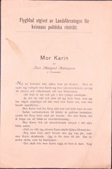 ”Mor Karin” övertygas om att vara med och starta rösträttsförening – 1909