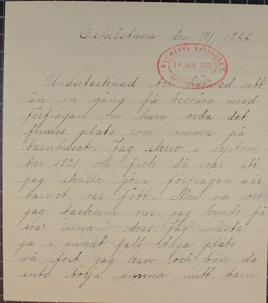 Brev med ansökan om amtjänst år 1922, del 1