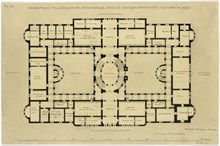 Ragnar Östbergs förslag till Rådhus från 1902, plan av våningen 1 tr.