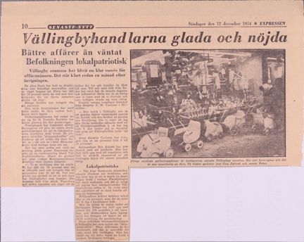 Tidningsartikel i Expressen om handeln i Vällingby