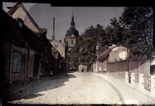 Fjällgatan (nuv. Mäster Mikaels Gata) västerut från Renstiernas Gata. I fonden Katarina Kyrka