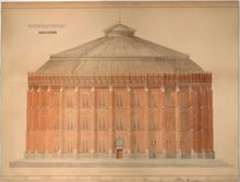 Värtagasverket – Gasklocka I av Ferdinand Boberg (fasadritning)