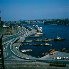 Skeppsbron och Strömmen. Vy från Katarinahissen