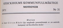 Motion angående genomförande av en antirökkampanj vid Stockholms skolor - Stadsfullmäktige 1971