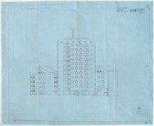 Relationsritningar över Anna Johansson-Visborgs stiftelses bostadshus i Kristineberg 1952