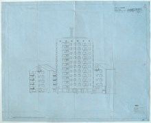 Relationsritningar över Anna Johansson-Visborgs stiftelses bostadshus i Kristineberg 1952