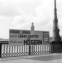 Vasabron mot Stadshuset. Högerns valaffisch