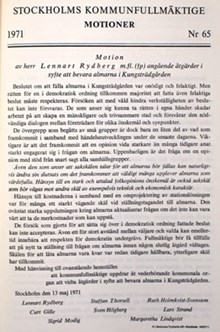 Motion om att bevara almarna i Kungsträdgården - Kommunfullmäktige 1971