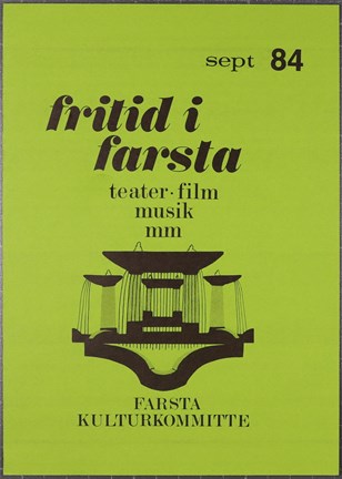 Grön broschyr med program för kulturvecka i Farsta