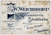 Reklamtryck. W. Weighbrodt's Skrädderiaffär