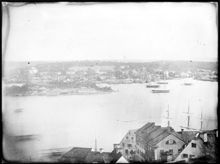 Utsikt från Navigationsskolan på Söder mot Kastellholmen och Djurgården