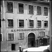 Beckmans Boktryckeri, Lilla Nygatan 7 vid hörnet mot Yxsmedsgränd.