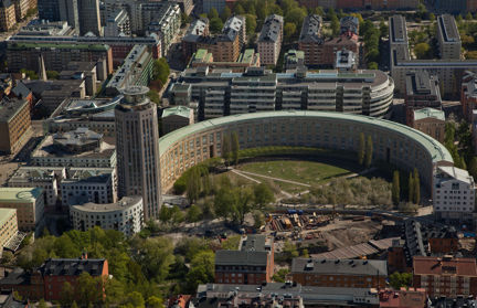 Flygfoto över Fatbursbågen och Fatbursparken