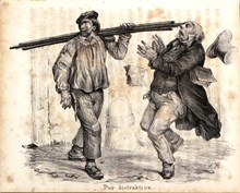"Hufvudstadens nöjen - Pur distraktion" (teckning 1841)
