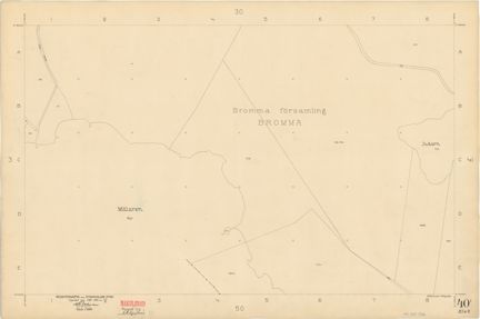 Kartan är ritad i tusch på papper som gulnat med tiden