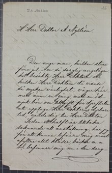 Arbetslöse J. A. Jonsson ber kände Doktor Nyström om hjälp - brev 1892