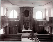 Danviks hospital. Interiör av kyrkan mot altaret