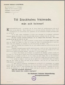 Till Stockholms frisinnade, män och kvinnor!