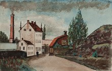 Utsigt vid Danviks Tull. L.J. Hiertas Stearinljusfabrik