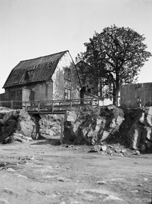 Brännkyrkagatan 114. Sprängning och sänkning av gatunivån. Dåvarande kv. Kaninen Mindre, nu kv. Sparren