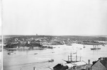 Panoramabild över Stockholm från Katarina kyrka mot Gamla Stan. Del D, Kastellholmen och Djurgården