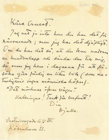 Brev från Hjalmar Söderberg till Ernest Thiel