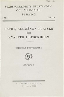 "Gator, allmänna platser och kvarter i Stockholm" 1941, årgång 9